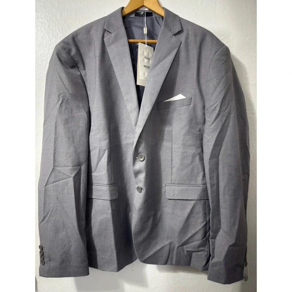 MOGU Classic Fashion Blazer Men's Size 44 Gray Two Button Jacket New‎ With Tags